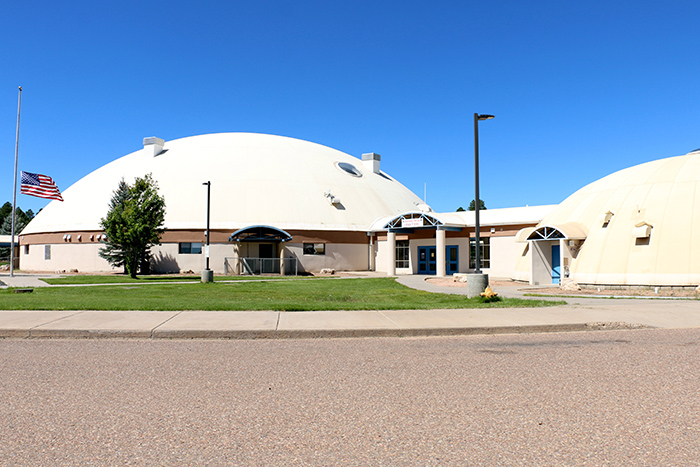 View of school campus from the outside